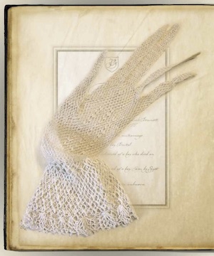 Page of a book with a glove.